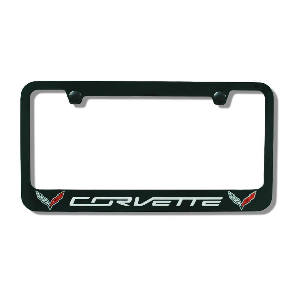 C7 Corvette License Plate Frame - Black with Double Logo & Script-SR1 Performance