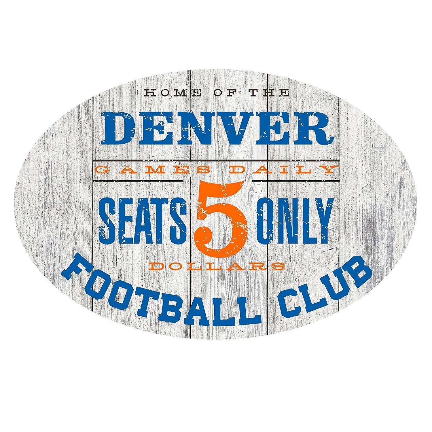 Home of the Denver Football Club Metal Sign Blue/Orange - Oval 12" x 8"-SR1 Performance