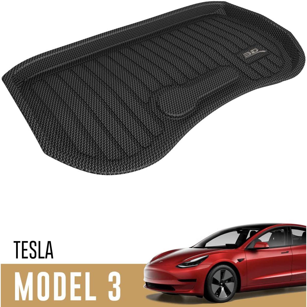 Tesla Model 3 Cargo Liner 3D MAXpider Custom Fit All-Weather Liner Kagu - Black-SR1 Performance
