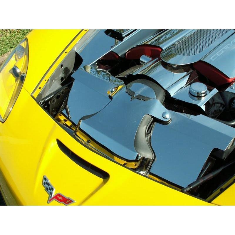 C6 Corvette Radiator Cover Component - Polished Stainless : 2006-13 Z06 LS7-SR1 Performance