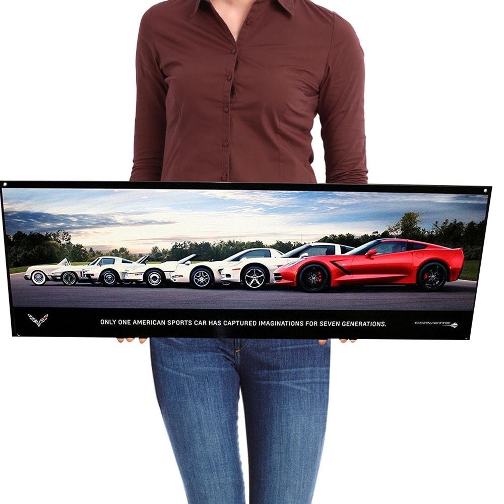 Corvette Metal Sign C7 Stingray 2014 Generations Poster Wall Hanging Art - 35x12 - Photosteel