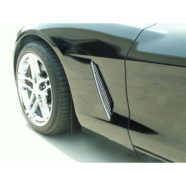 2005-2013 C6 only Corvette Side Vent Grilles Laser Mesh 2Pc Polished-SR1 Performance
