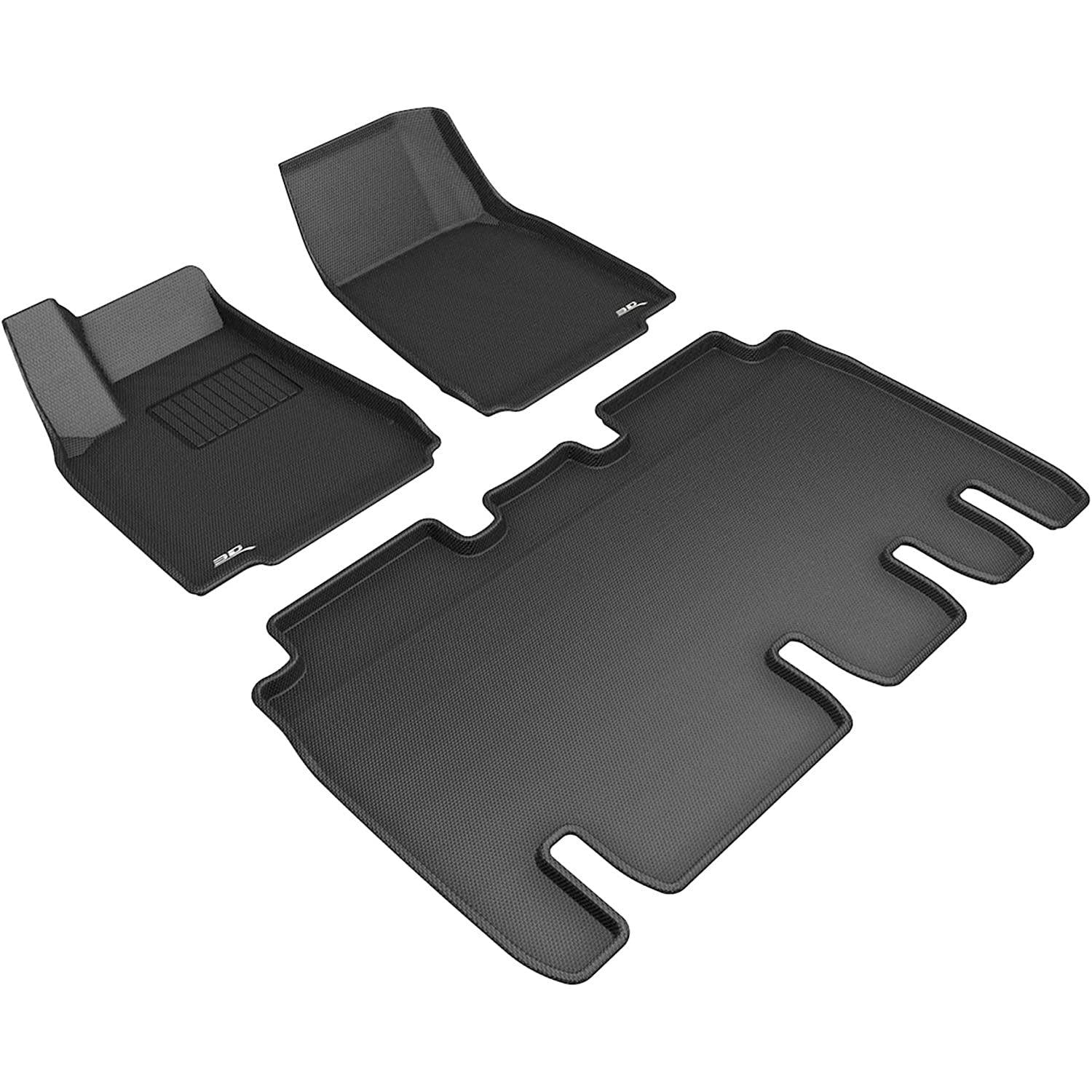3D MAXpider All-Weather Floor Mats for Tesla Model X 5-Seater 2016-2022 Custom Fit Car Floor Liners, Kagu Series (1st & 2nd Row, Black)-SR1 Performance