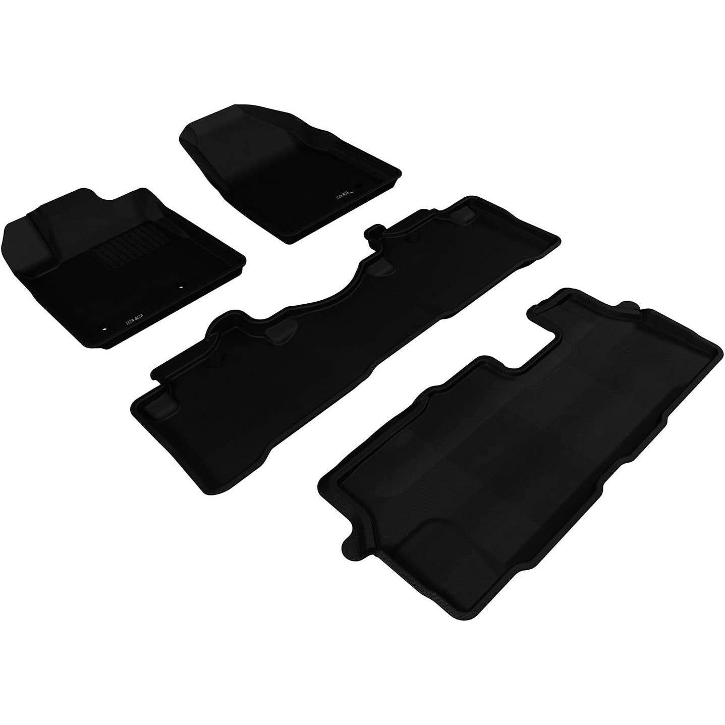 3D MAXpider Custom Fit Kagu Floor Mat (Black) for 2009-2015 Honda Pilot - 1ST Row 2ND Row 3RD Row-SR1 Performance