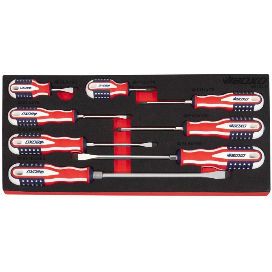 Boxo Limited Edition 8-Piece American Flag Handle Screwdriver Set-SR1 Performance