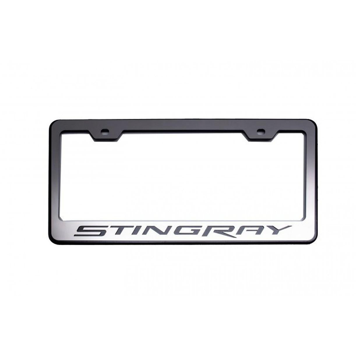 C7 Corvette Stingray License Plate Frame - Chrome w/Stainless Steel Overlay & Carbon Fiber Script-SR1 Performance