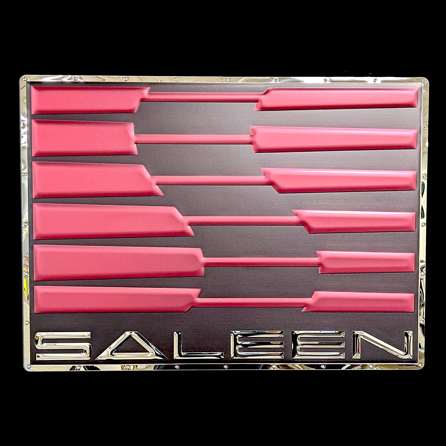 Saleen Logo Elite Stainless Steel Wall Hanging Sign - Red/Black : 23" x 31"-SR1 Performance