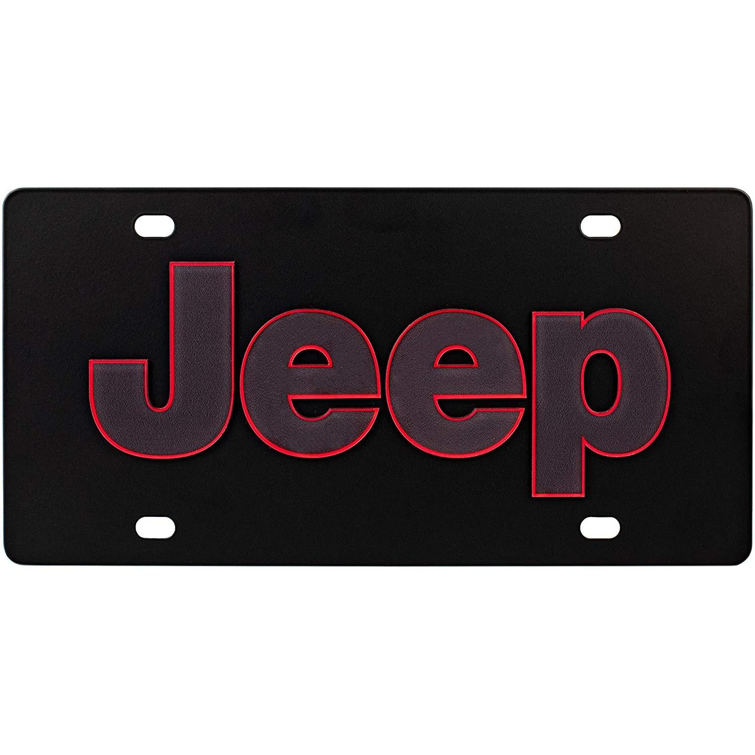 Jeep License Plate Carbon Steel Black with Red-SR1 Performance