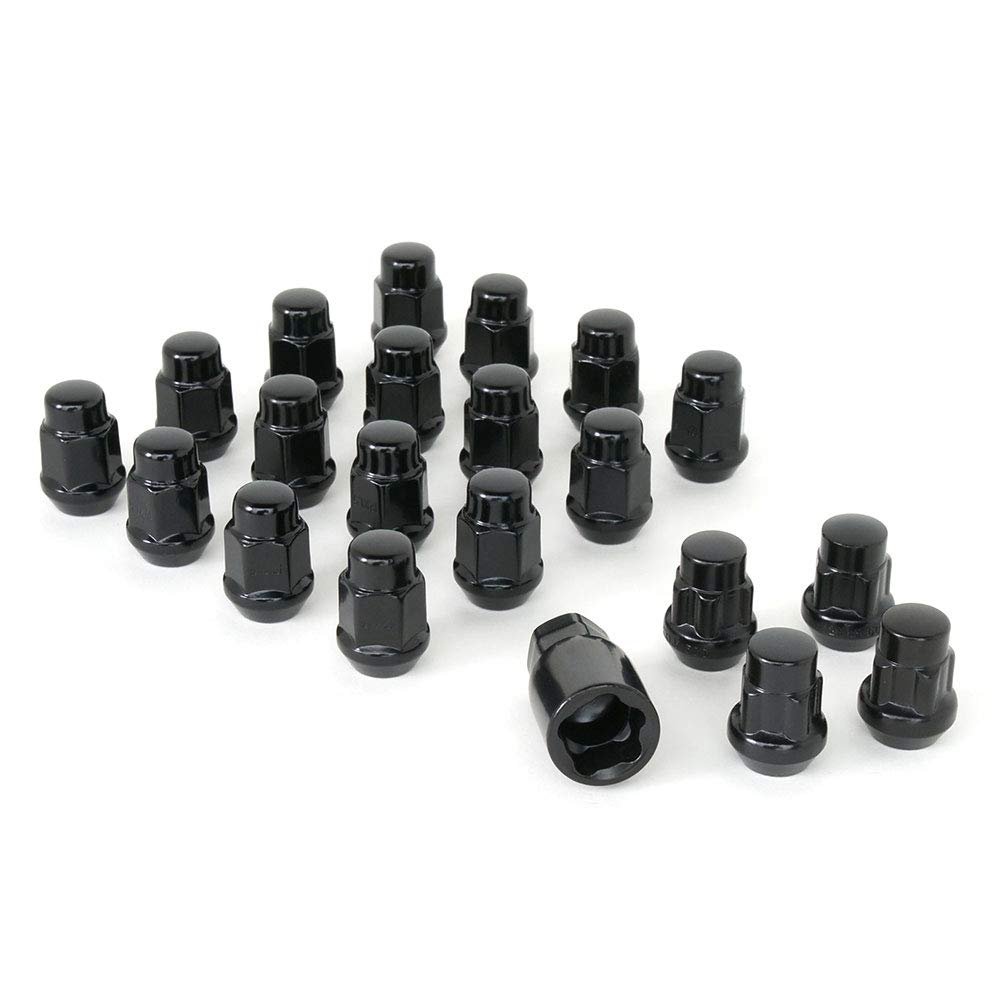 2008-2023 Dodge Challenger Bulge Acorn Lug Nuts & Wheel Lock Set - Black-SR1 Performance