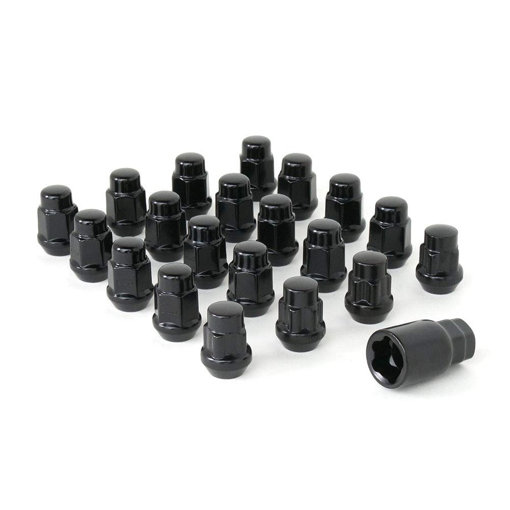 2008-2023 Dodge Challenger Bulge Acorn Lug Nuts & Wheel Lock Set - Black-SR1 Performance
