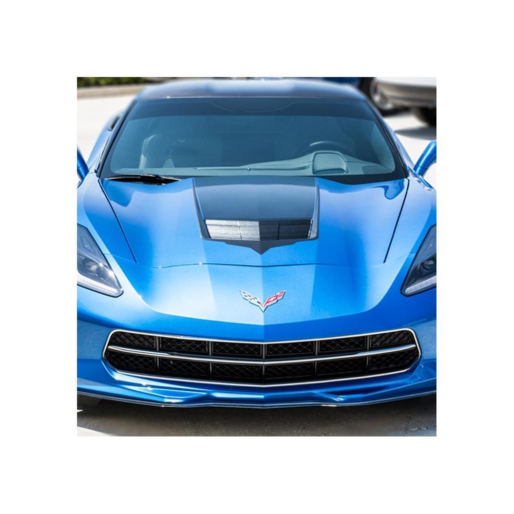 C7 Corvette Stingray Hood Vent Graphic Black Carbon Fiber w/ Brushed Black Trim-SR1 Performance