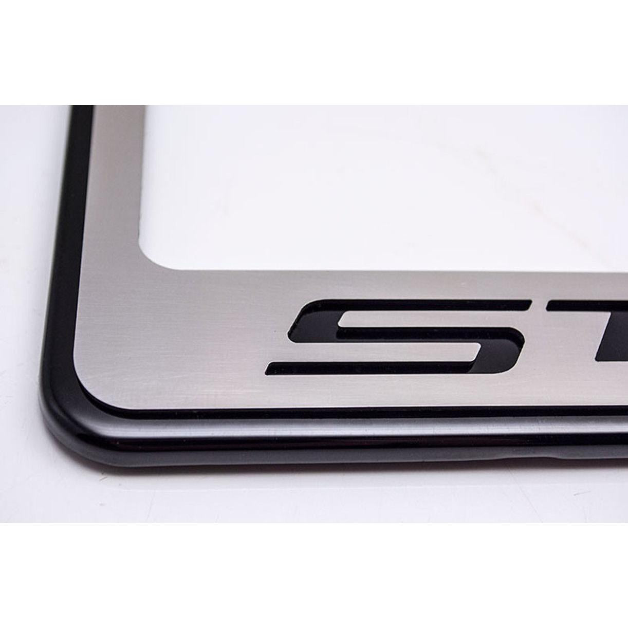 C7 Corvette Stingray License Plate Frame - Chrome w/Stainless Steel Overlay & Carbon Fiber Script-SR1 Performance