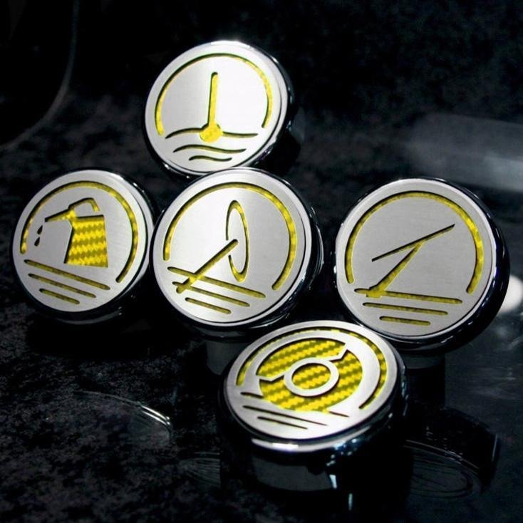 Corvette Engine Cap Set Executive Series - Chrome/Carbon Fiber/Brushed Overlay : 2005-2013 C6, Z06, ZR1 & Grand Sport Auto-SR1 Performance