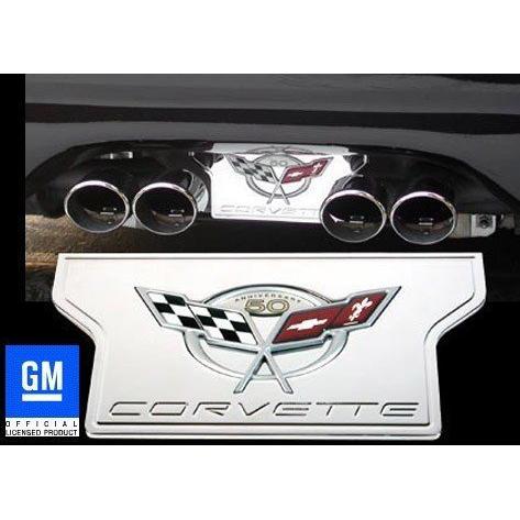 Corvette Exhaust Plate - Billet Chrome with 50th Anniversary Logo : C5 & Z06-SR1 Performance