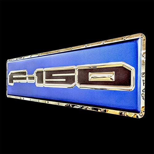 Ford F-150 Truck Stainless Steel Wall Hanging Sign - Blue/Chrome : 35" x 9"-SR1 Performance