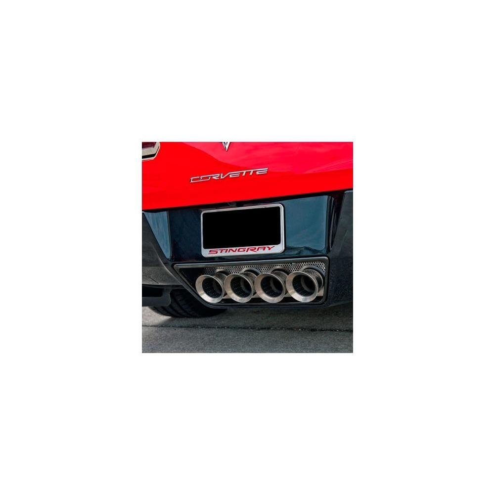 C7 Corvette Stingray Exhaust Filler Panel Perforated Brushed Stainless Steel NPP Exhaust Fits: All 14 through 16 Corvettes With Stock NPP Dual Mode Exhaust-SR1 Performance