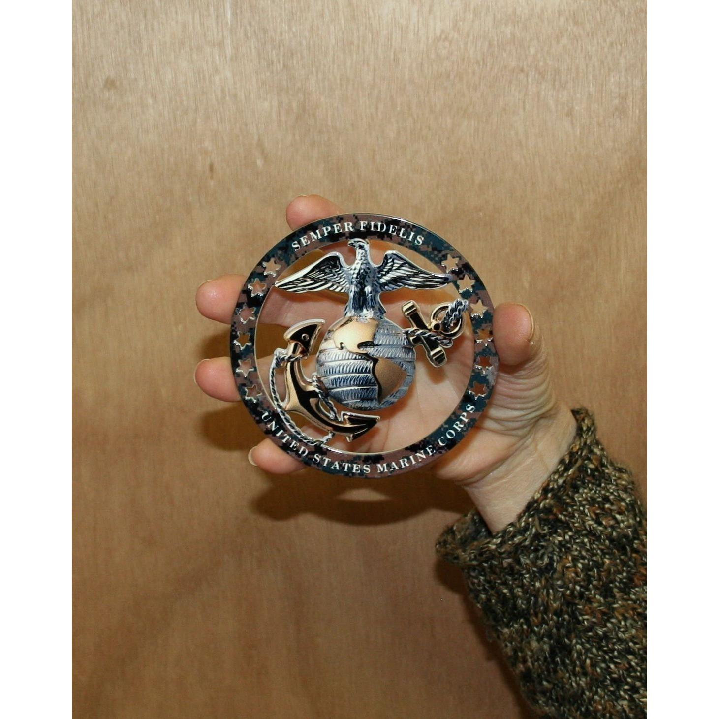 USMC ROUND EMBLEM MAGNET 4"x4" SEMPER FI Truck SUV Auto Decal Magnet 4" x 4"-SR1 Performance