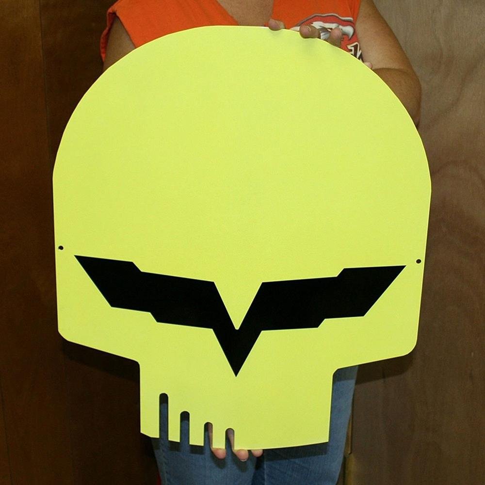 2005-2013 C6 Corvette Jake Skull Large Metal Sign - Yellow w/ Black - 23" x 19"-SR1 Performance