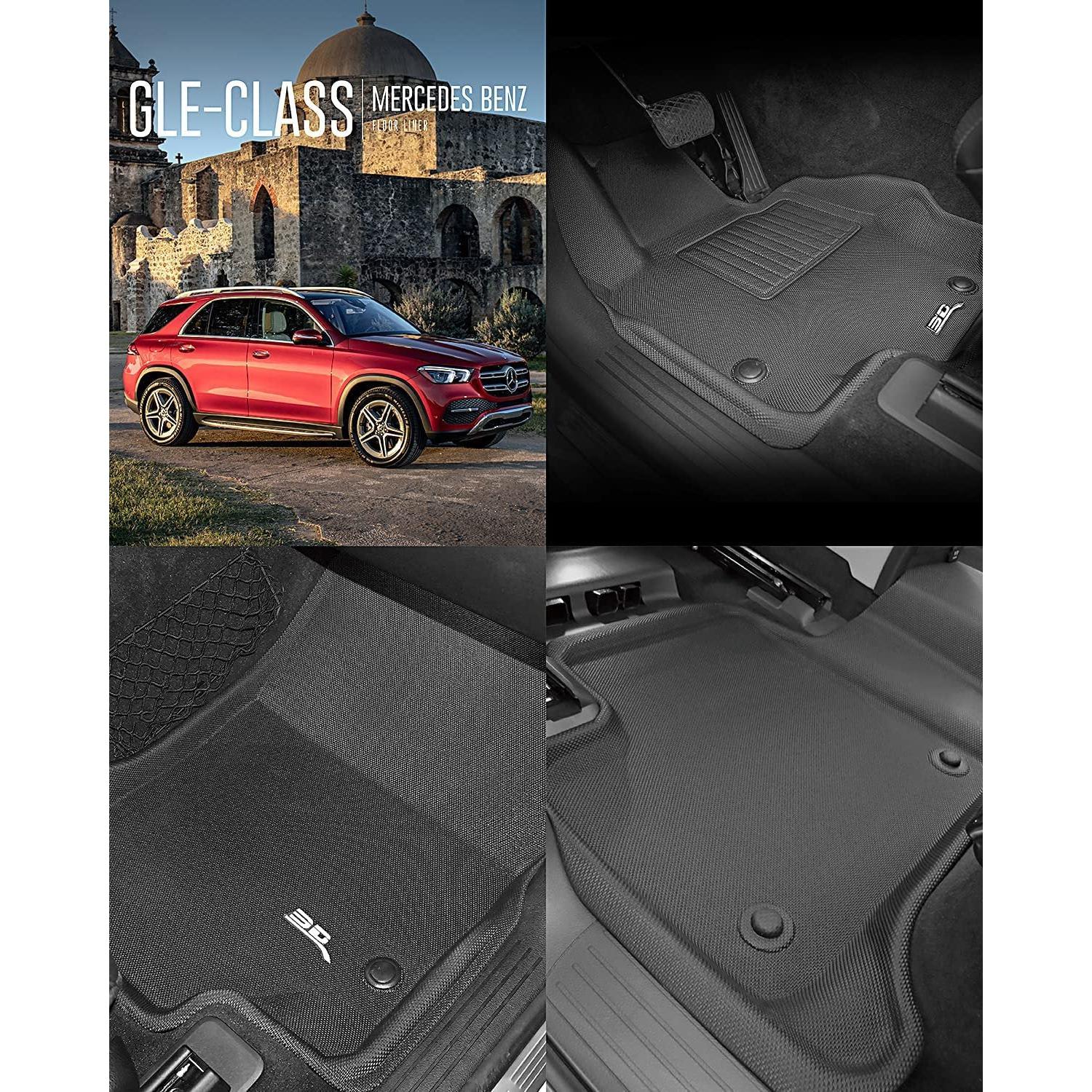 3D MAXpider All-Weather Floor Mats for Mercedes-Benz GLE-Class 5-Seater 2020-2022 Custom Fit Car Floor Liners, Kagu Series (1st & 2nd Row, Black)-SR1 Performance