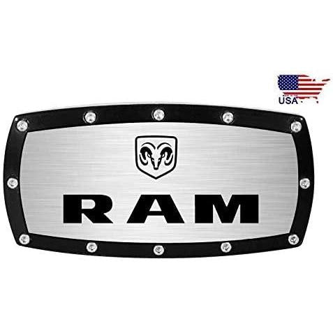 Dodge Ram Billet 2" Tow Hitch Cover Plug Engraved Billet Black Powder Coated-SR1 Performance