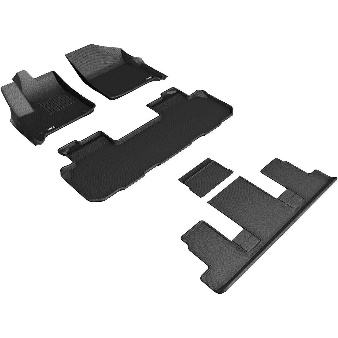3D MAXpider Complete Set Custom Fit All-Weather Floor Mat for Select Chevrolet Traverse 7-Seat Models - Kagu Rubber (Gray)-SR1 Performance