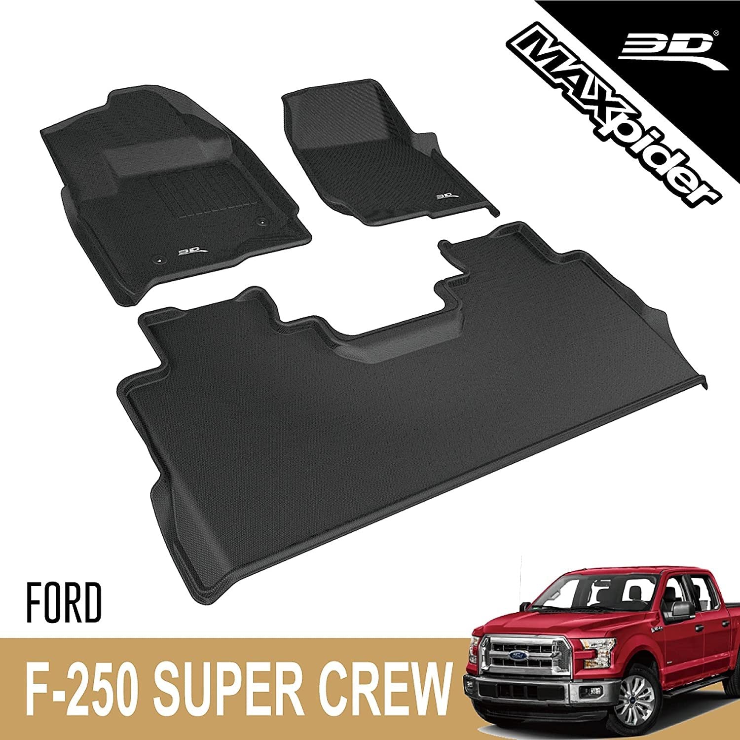 3D MAXpider Fit Floor Mat for Select Ford Crew Cab Models - Kagu Rubber-SR1 Performance