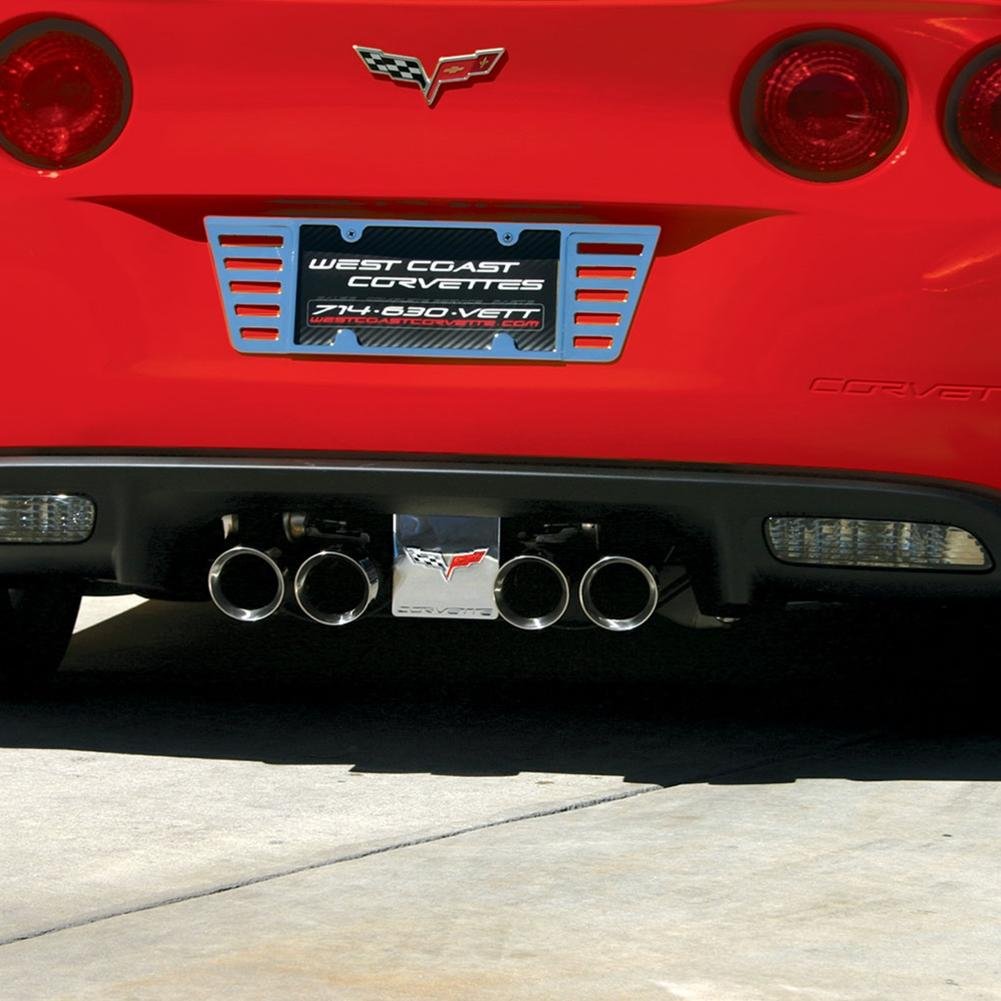 Corvette Exhaust Plate - Billet Chrome with C6 Logo for NPP or Corsa Exhaust : C6-SR1 Performance