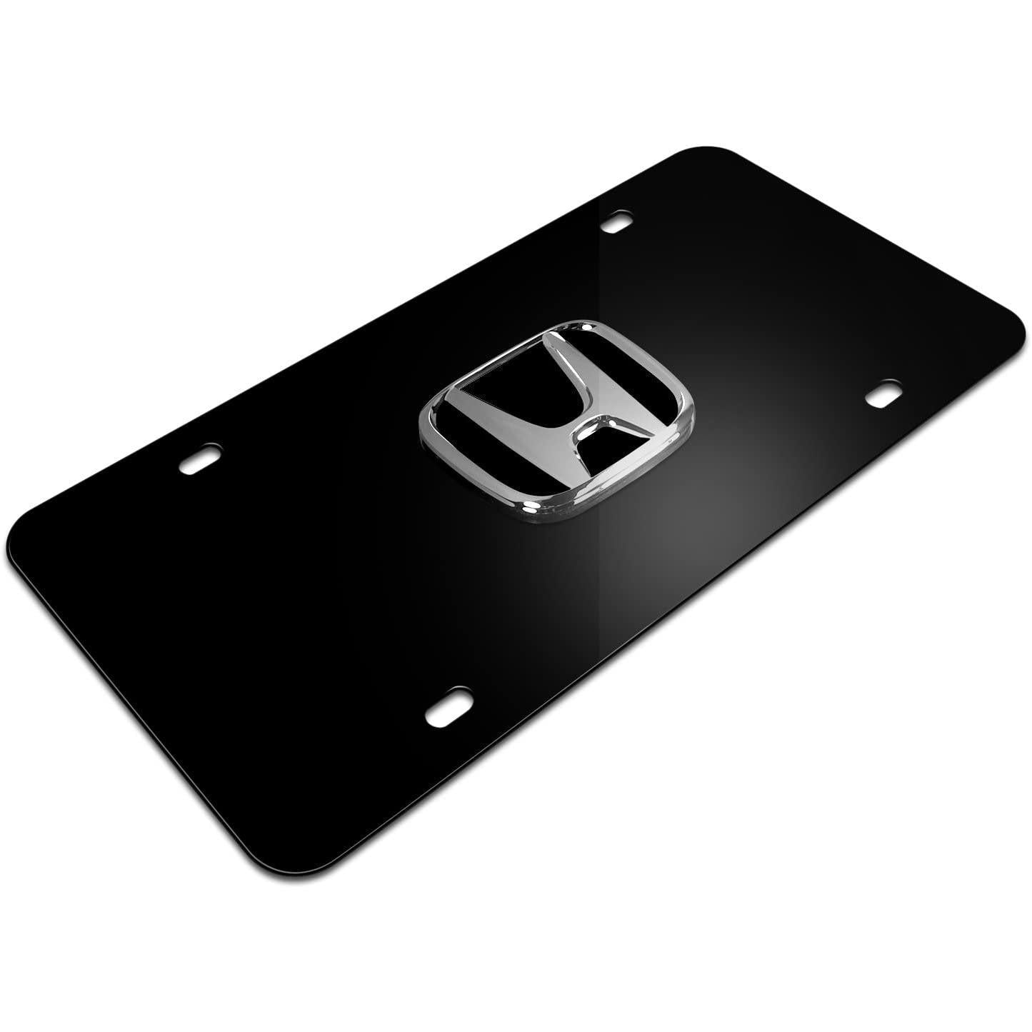 Honda Black Steel License Plate with 3D Chrome Logo-SR1 Performance