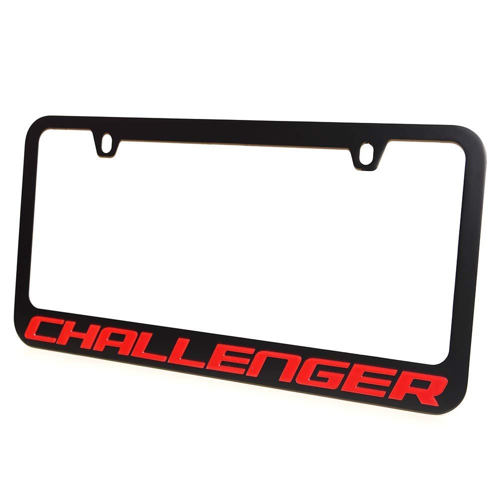 Dodge Challenger License Plate Frame - Black with Red Script-SR1 Performance