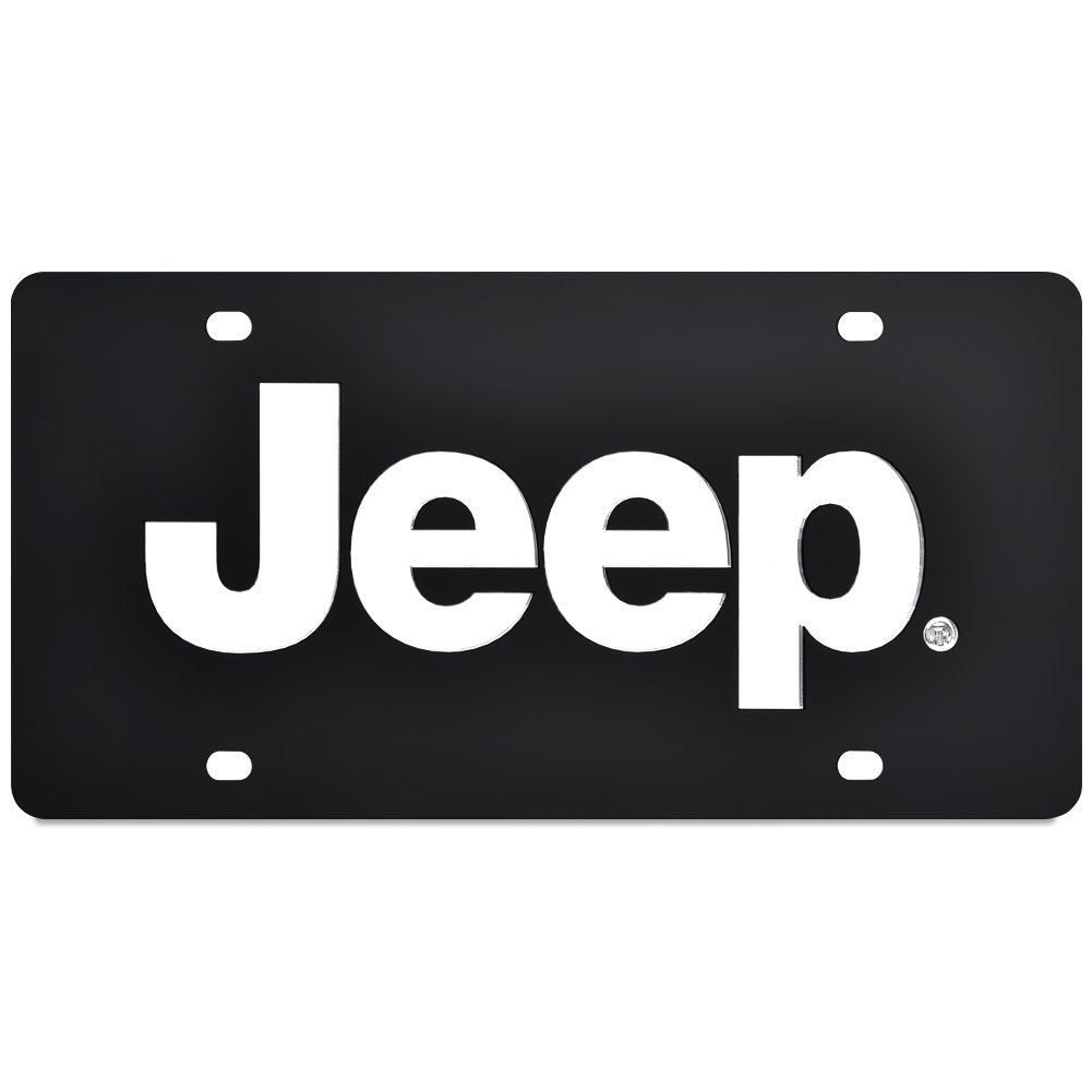 Jeep License Plate - Black Acrylic with Mirrored Logo-SR1 Performance