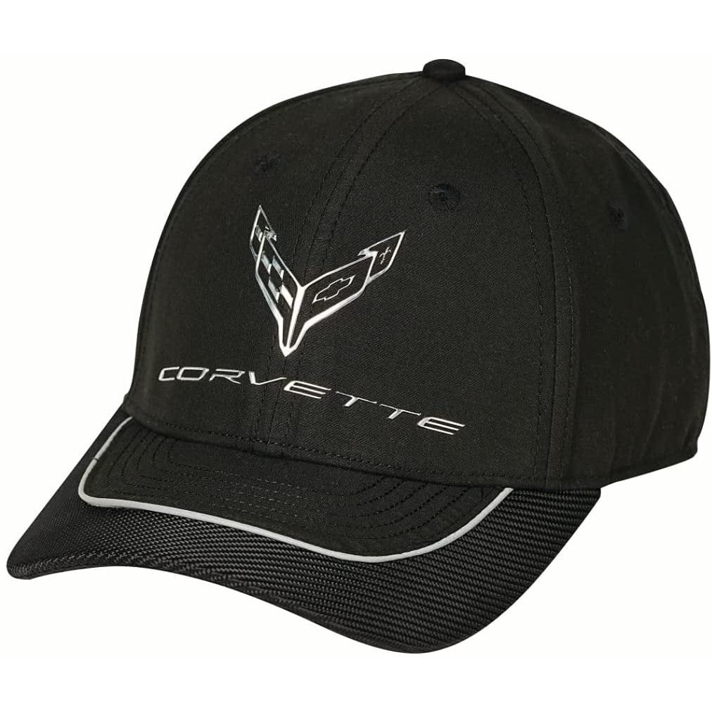 C8 Corvette Metallic Chrome Emblem Hat - Black-SR1 Performance