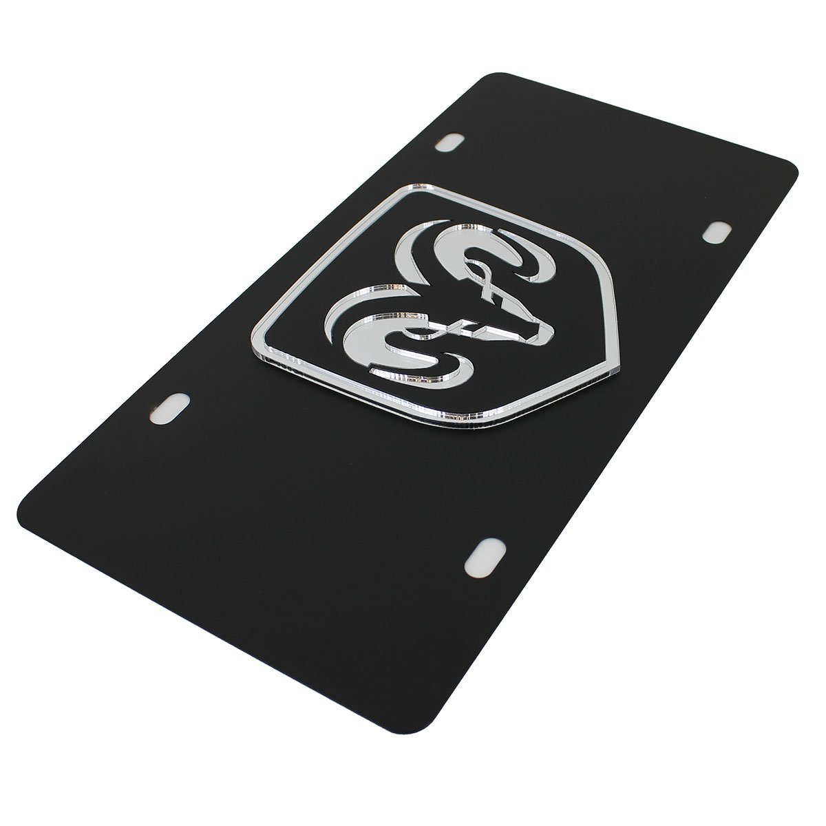 Dodge Ram License Plate - Black Steel with Mirrored Logo-SR1 Performance