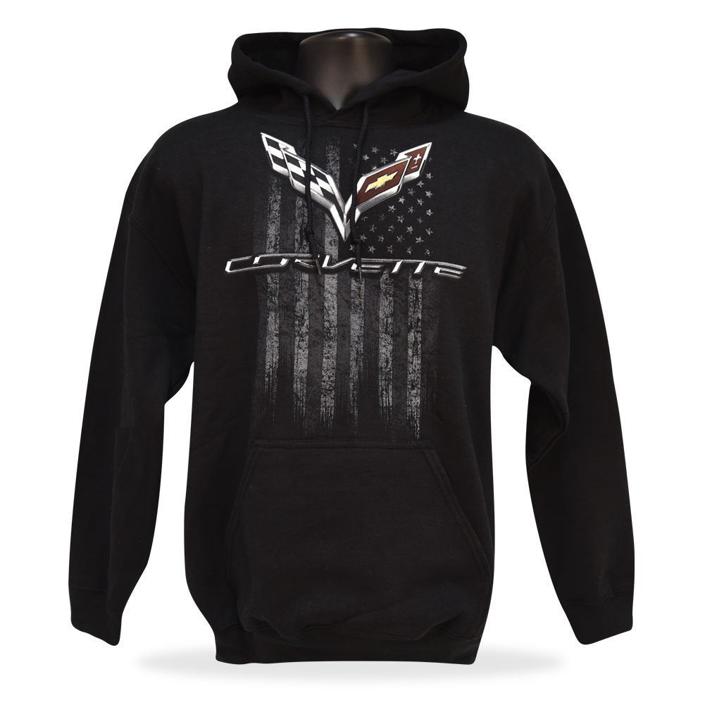 C7 Corvette Men's American Legacy Hooded Sweatshirt - Black-SR1 Performance
