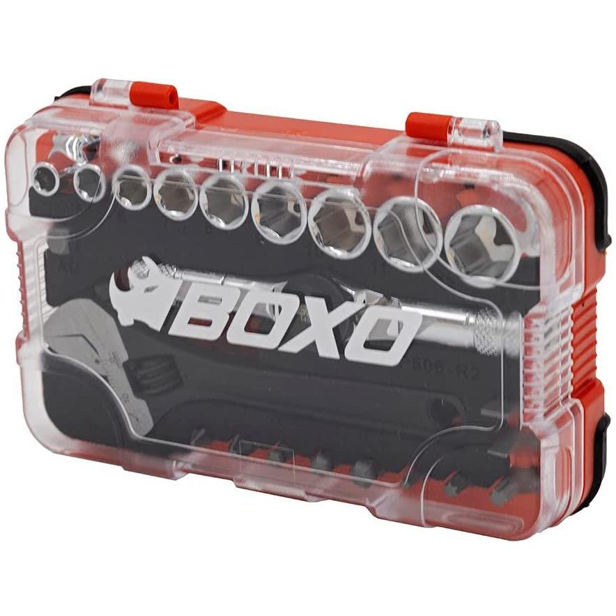 BOXO USA 23 Piece Multi Driver T-Handle Socket Bit Set : Handy Compact Tool Box Kit-SR1 Performance