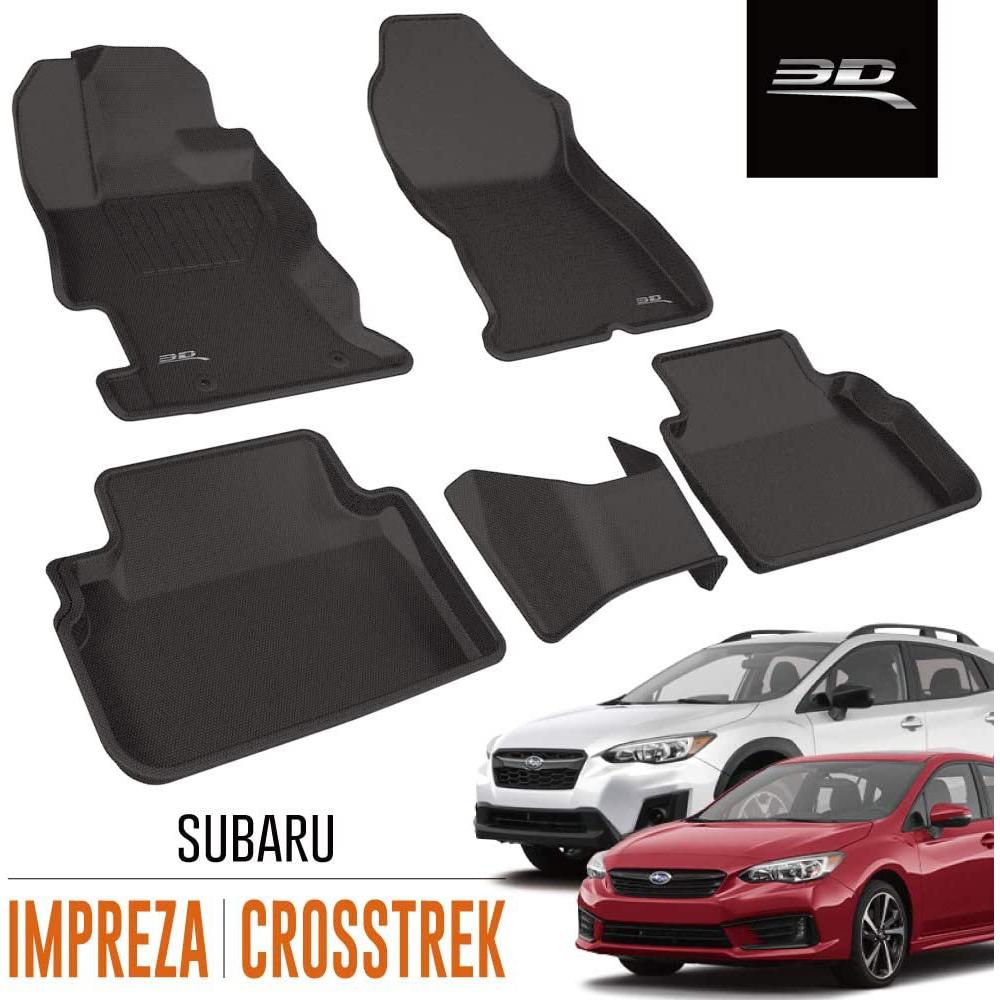 3D MAXpider Complete Set Custom Fit All-Weather Floor Mat for Select Subaru Impreza/Crosstrek Models-SR1 Performance