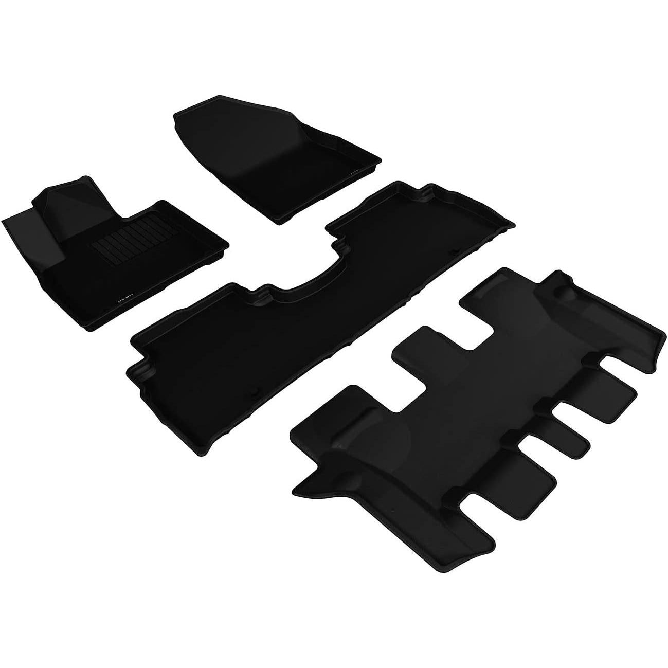3D MAXpider Custom Fit KAGU Floor Mat (BLACK) for 2016-2020 KIA SORENTO 7-SEAT - 1ST ROW 2ND ROW 3RD ROW-SR1 Performance