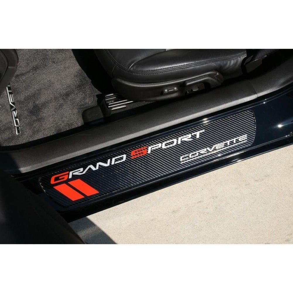C6 Corvette Door Sill Plates - Carbon Fiber with Grand Sport Logo-SR1 Performance