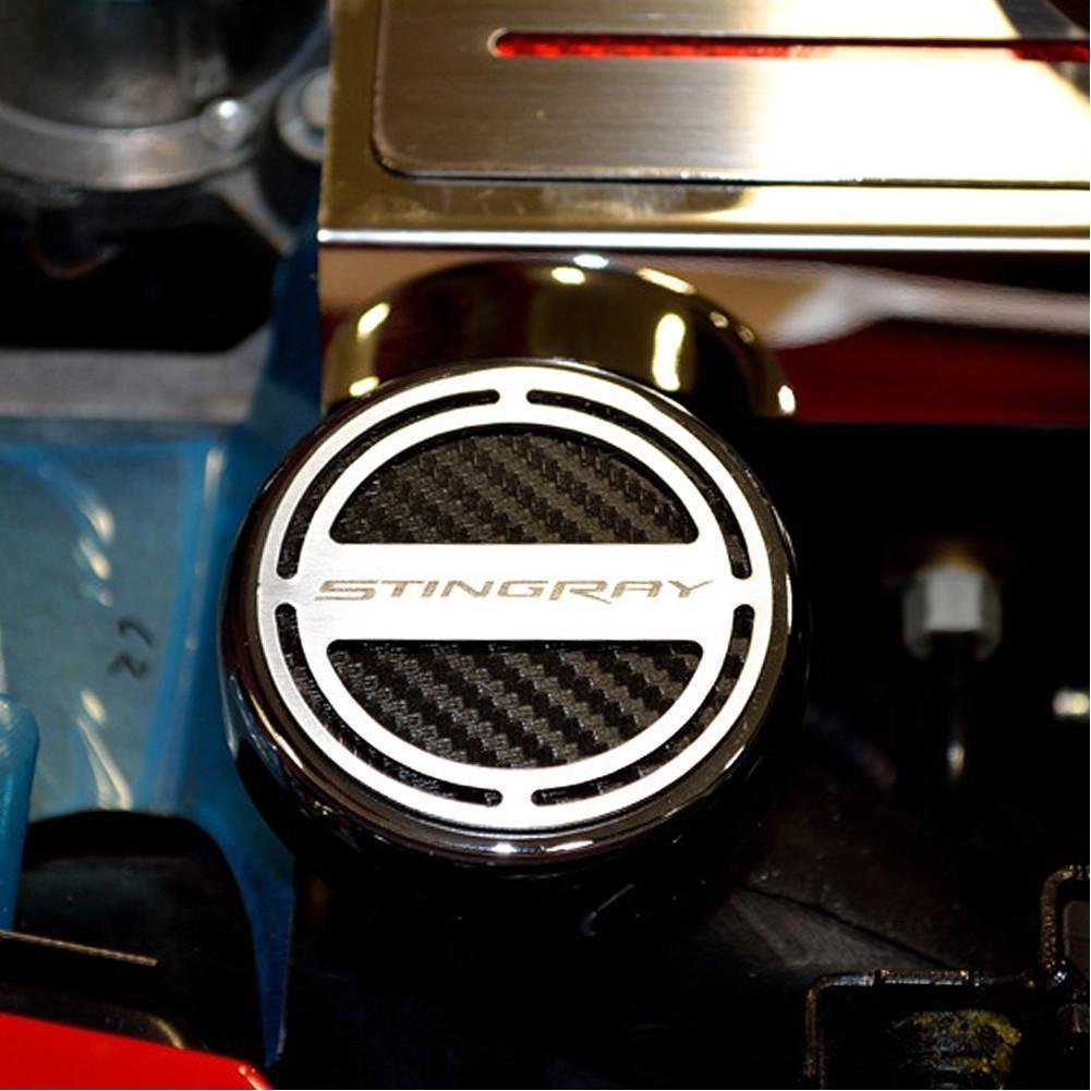 C7 Corvette Stingray Cap Cover 5Pc. Set Auto - GM Licensed Chrome/Brushed/Carbon Fiber Inlay Colors-SR1 Performance