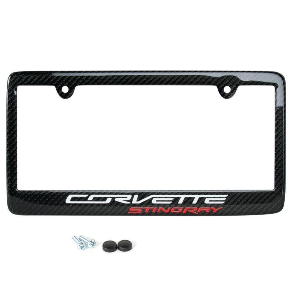 C7 Corvette Carbon Fiber License Plate Frame - Corvette Stingray Script-SR1 Performance