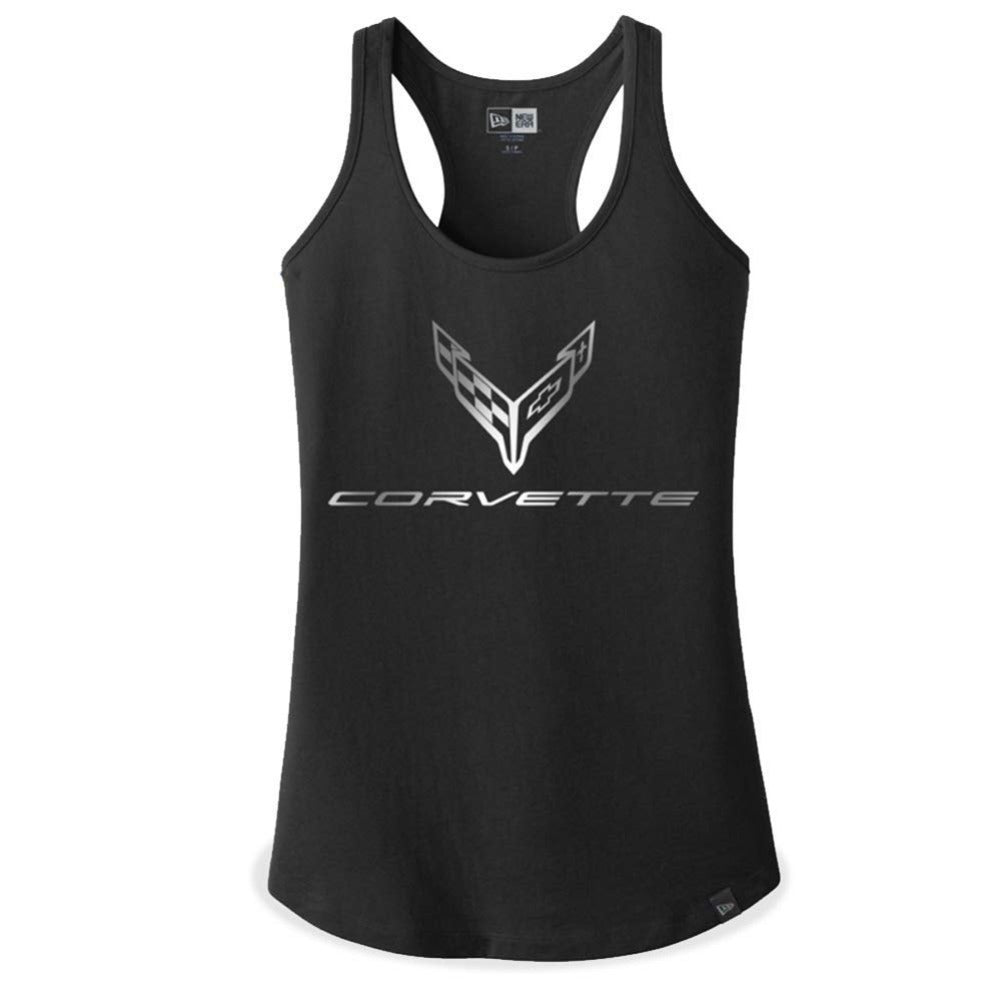 Corvette Next Generation Foil Racerback Tank - Ladies : Black-SR1 Performance