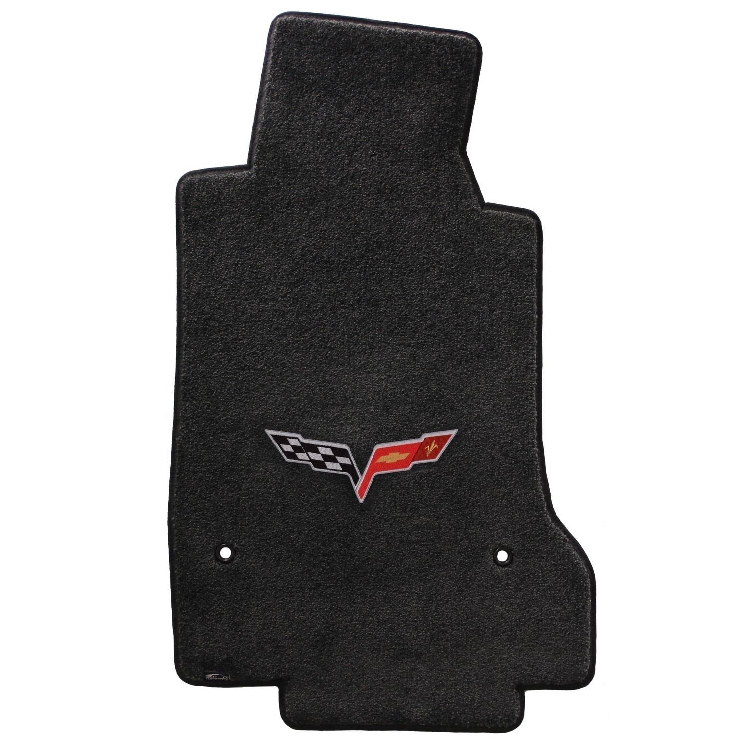 2005-2006 C6 Corvette Ebony Black Floor Mats - Crossed Flags Logo-SR1 Performance