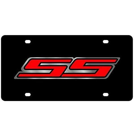 Camaro SS License Plate - Black Laser Acrylic with Red Logo-SR1 Performance