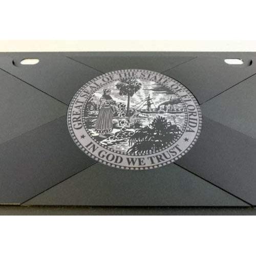 Florida State Flag Carbon Steel License Plate - Black with Matte Black-SR1 Performance