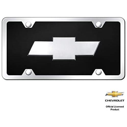 Chevrolet Bowtie License Plate Kit - Chrome Frame on Black Acrylic Plate-SR1 Performance