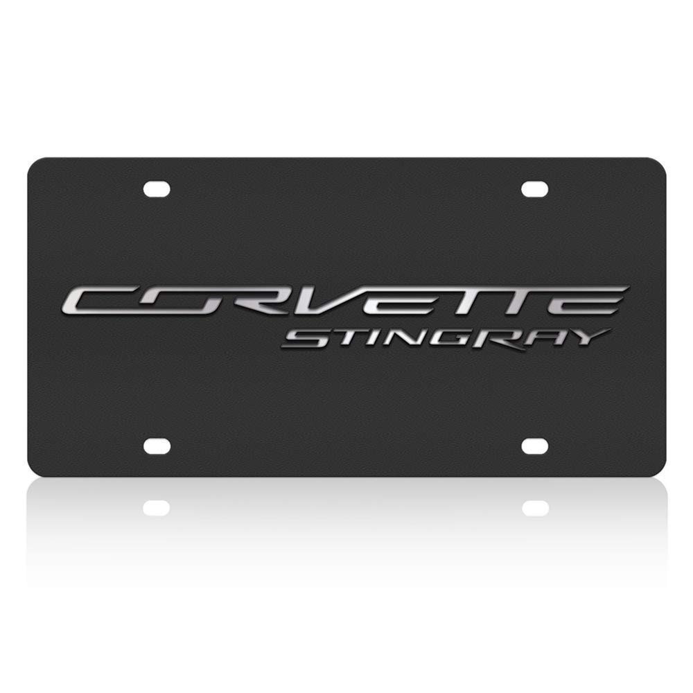 C7 Corvette Stingray License Plate - Black Stainless Steel-SR1 Performance