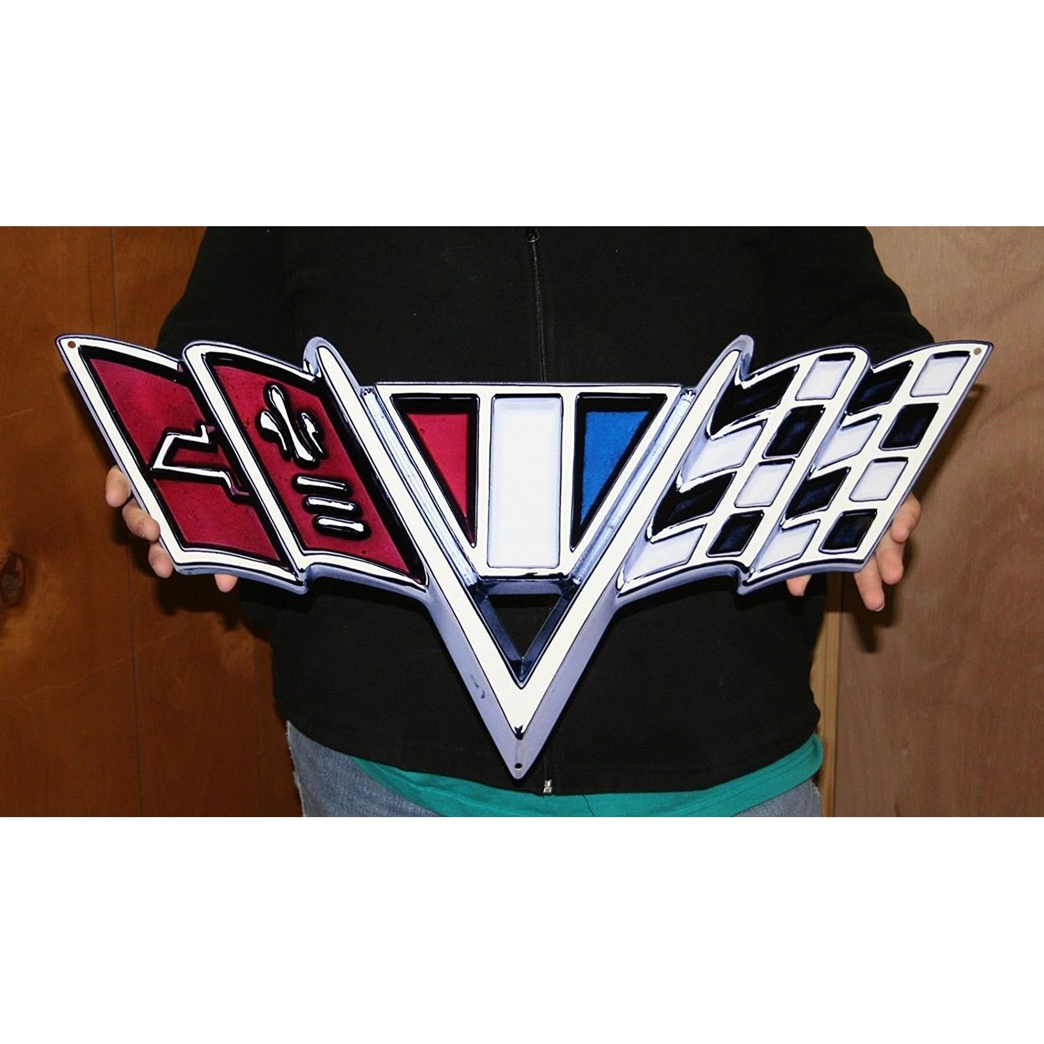 1964-67 Chevelle V-Flag Large Metal Sign - 24" x 13"-SR1 Performance