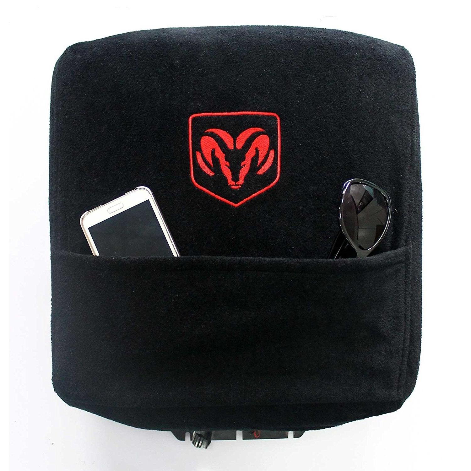 Seat Armour Custom Fit Officially Licensed Center Console Cover with Ram Embroidered Logo for Select Ram Models - (Black)-SR1 Performance