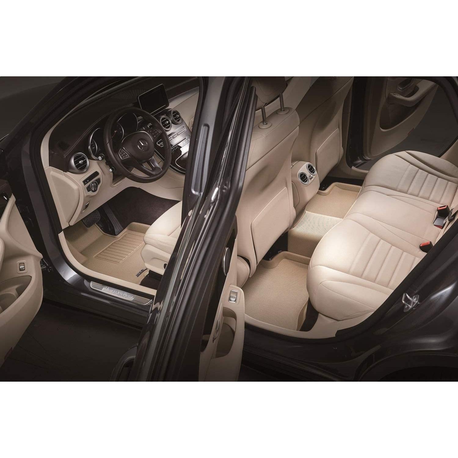 3D MAXpider Front Row Custom Fit All-Weather Floor Mat for Select Tesla Model X Models - Kagu Rubber ()-SR1 Performance