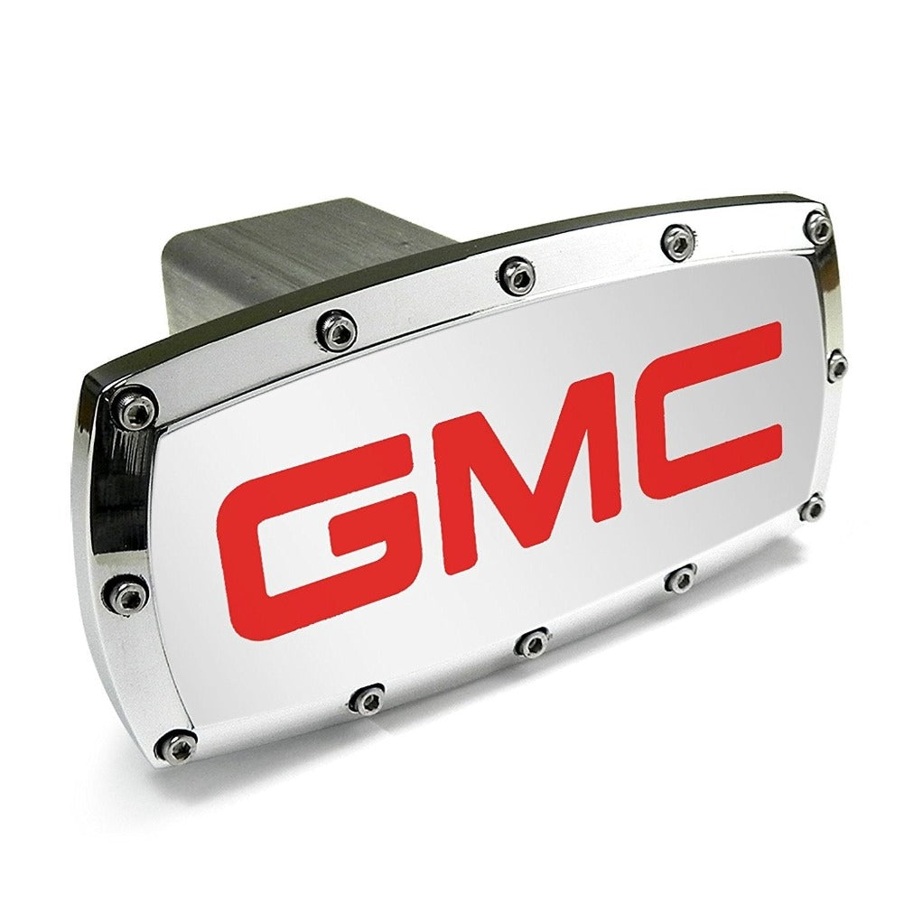 GMC Tow Hitch Cover - Billet Aluminum with Red Logo-SR1 Performance