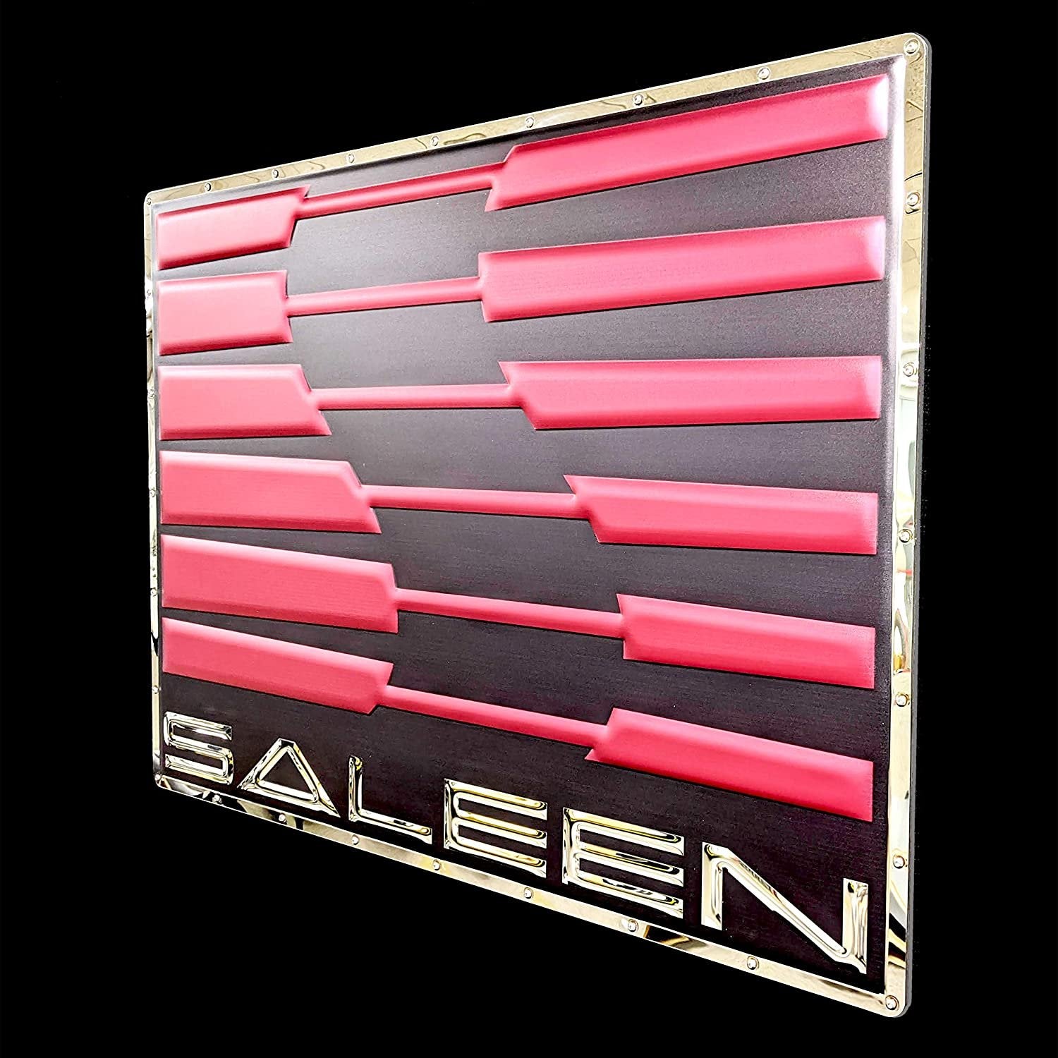 Saleen Logo Elite Stainless Steel Wall Hanging Sign - Red/Black : 23" x 31"-SR1 Performance